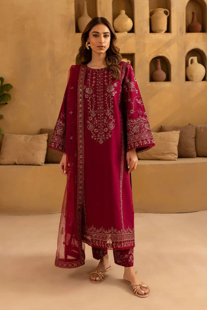 3PC Lawn Embroidered Suit with organza embroidered dupatta - VL1397