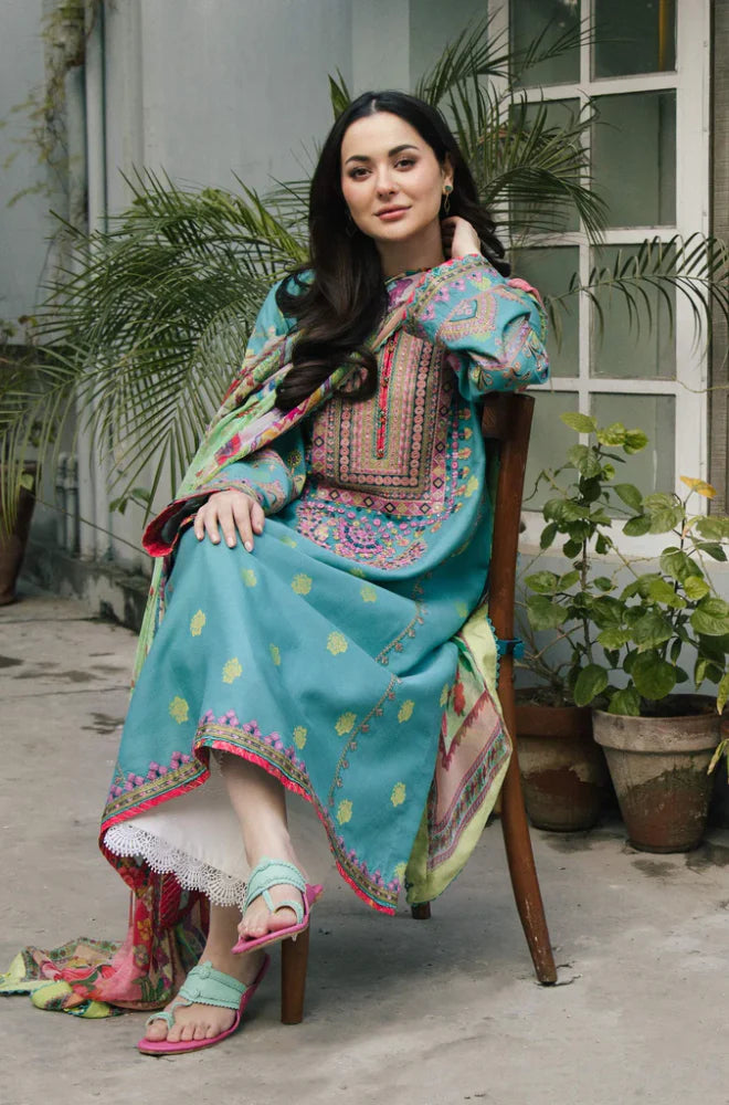 Zara Shahjahan - 3PC Dhanak Embroidered Suit - VL934