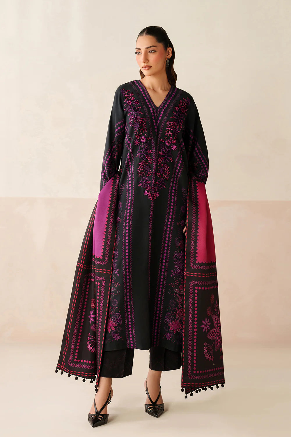Asim Jofa - Winter 3PC Karandi Digital Print Dress - VL1232