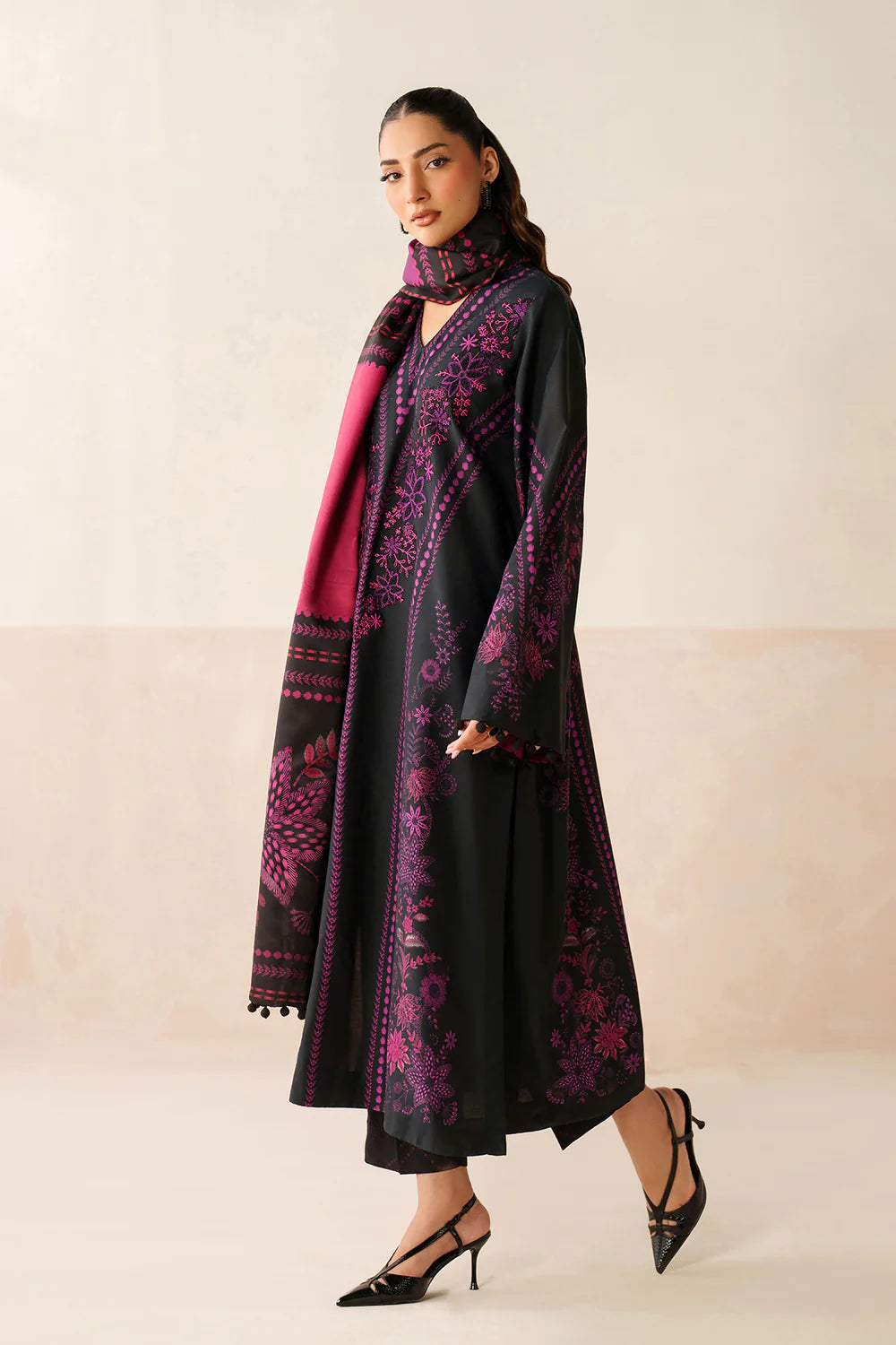 Asim Jofa - Winter 3PC Karandi Digital Print Dress - VL1232
