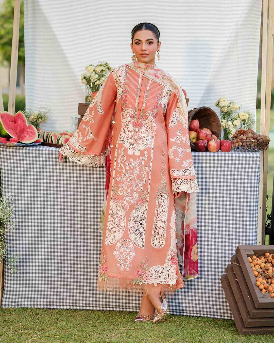 Elaf - Summer 3PC Lawn Chikenkari Embroidered Shirt - VL1320