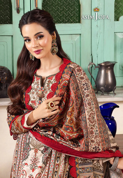 Asim Jofa - Winter 3PC Karandi Digital Print Dress - VL1199