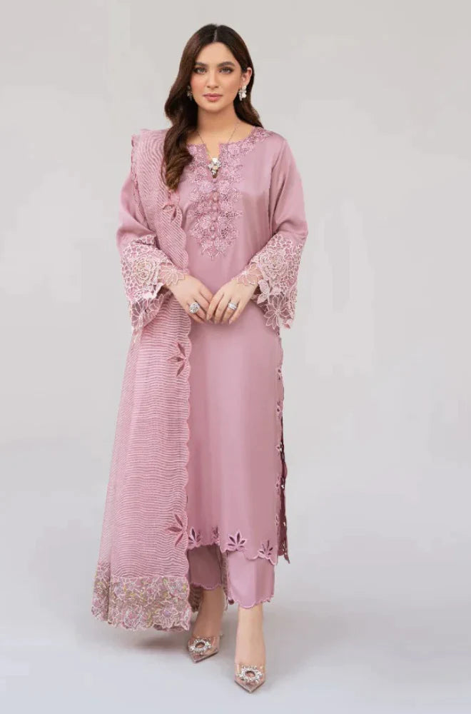 Nisa, Lawn 3.piece embroidered Summer suit with Orgenza dupatta. VL636