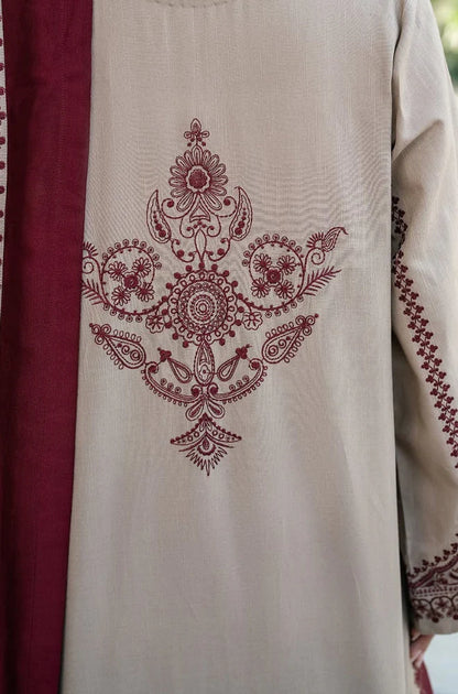 Baroque - 3PC Dhanak Embroidered Suit - VL912