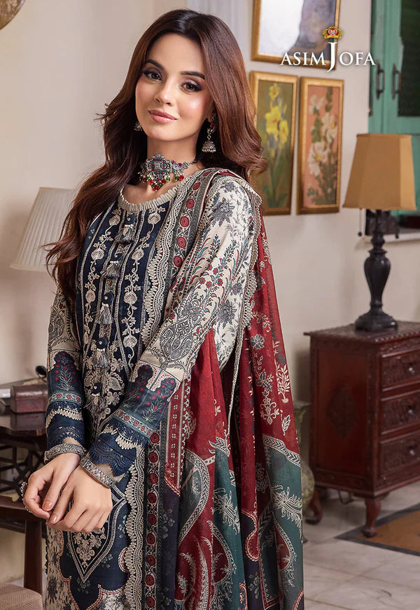 Asim Jofa - Winter 3PC Karandi Digital Print Dress - VL1254