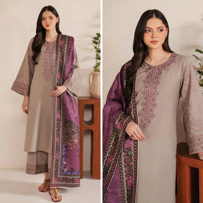 Jazmin 3 Pc Embroidered Dhanak  Suit - VL1010