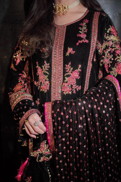 Maria B - Velvet Dress with Embroidered Dupatta - VL992