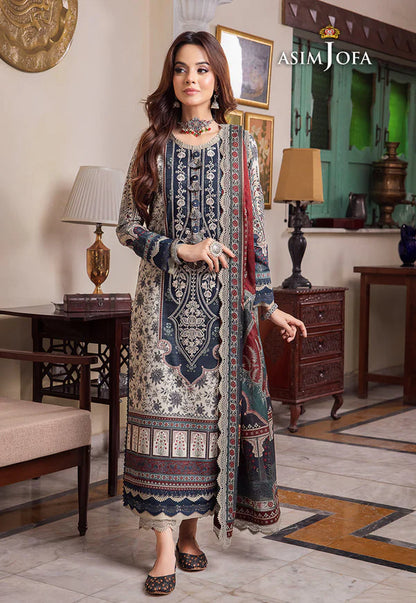 Asim Jofa - Winter 3PC Karandi Digital Print Dress - VL1254