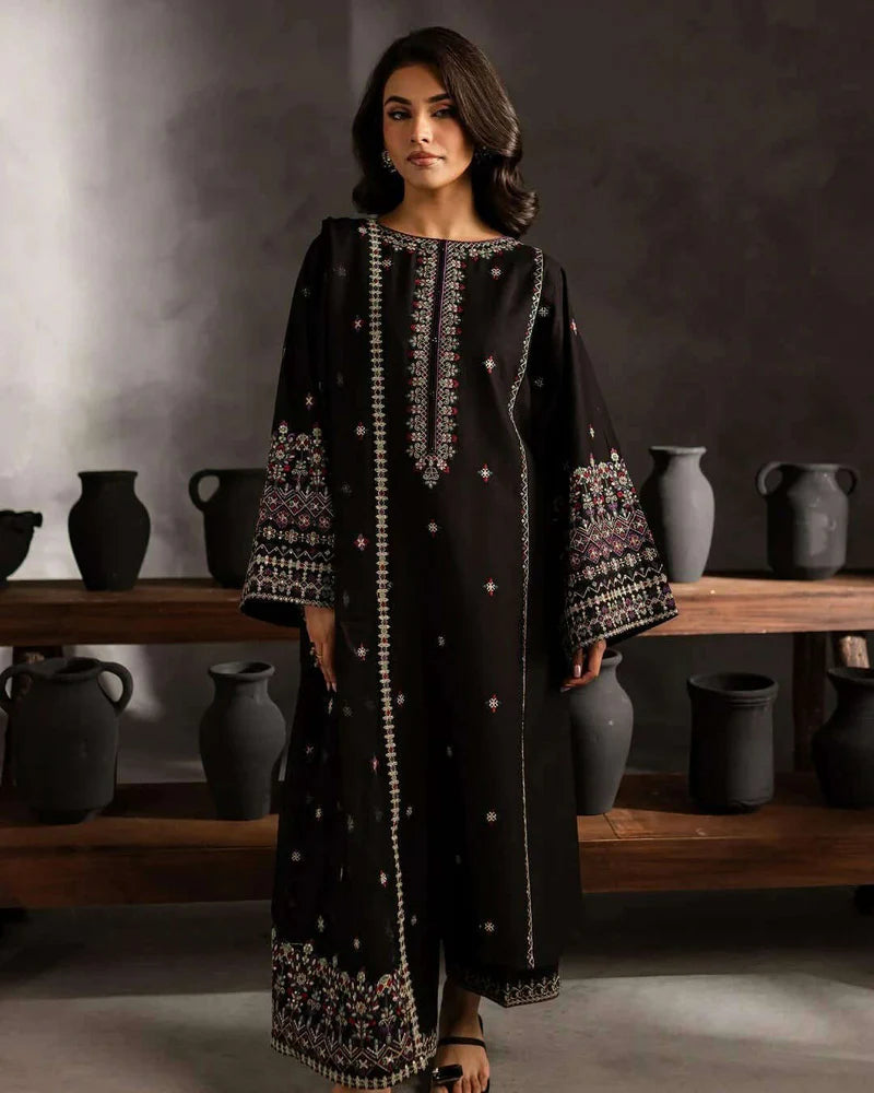 Batik- 3PC DHANAK EMBROIDERED SHIRT WITH DHANAK EMBROIDERED SHAWL - VL1230
