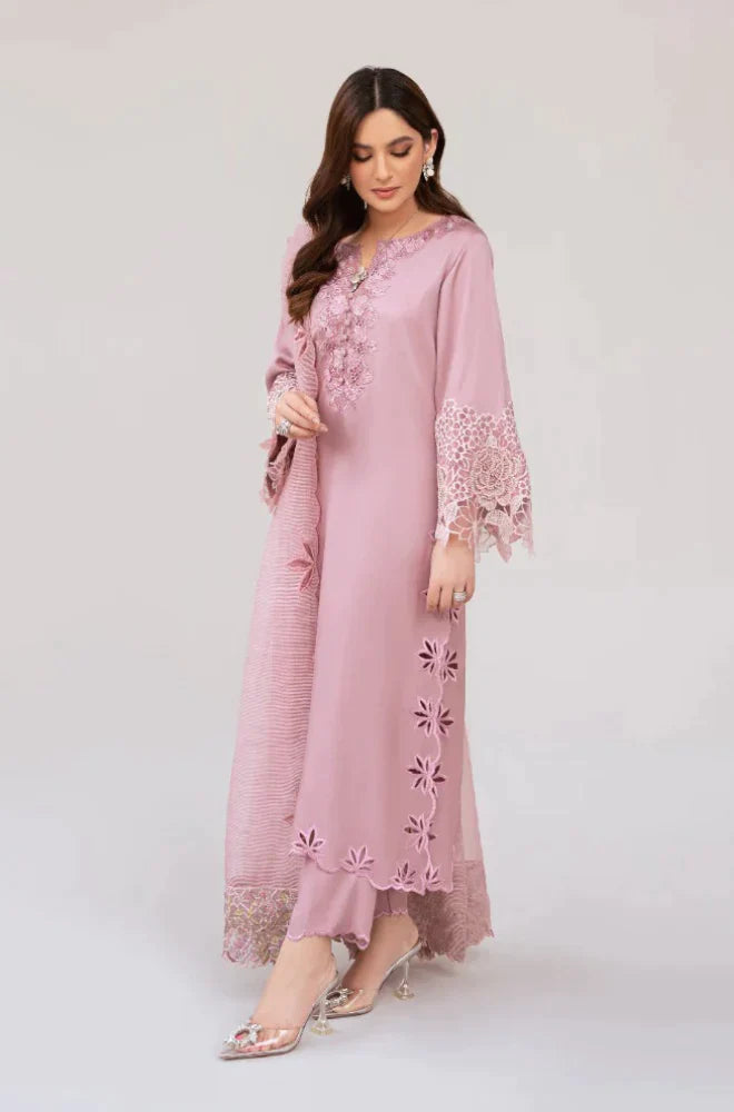 Nisa, Lawn 3.piece embroidered Summer suit with Orgenza dupatta. VL636