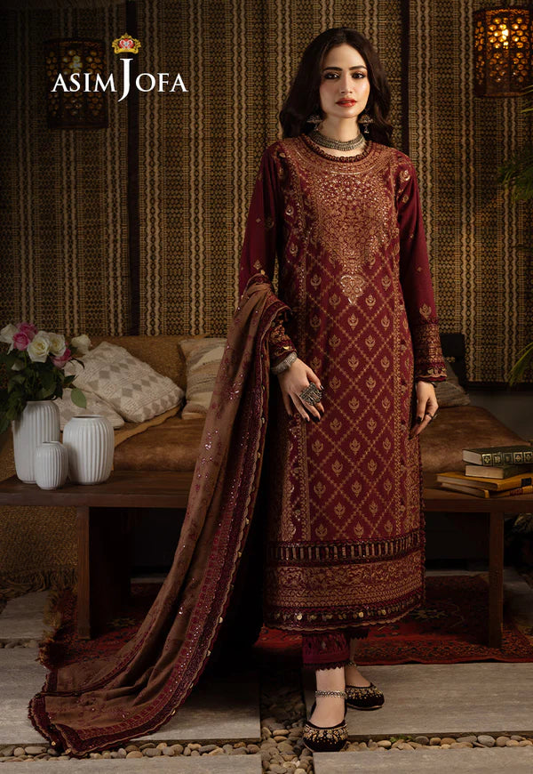 Asim Jofa, unstitched 3 piece Lawn sequence embroidered suit - VL1257