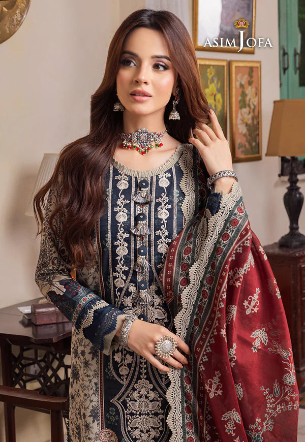 Asim Jofa - Winter 3PC Karandi Digital Print Dress - VL1254