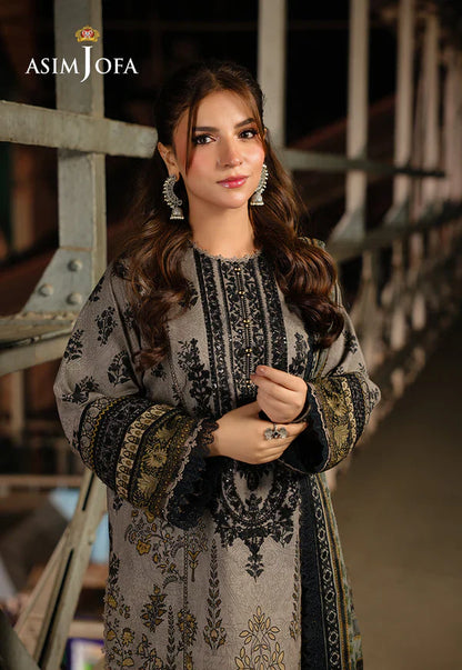 Asim Jofa - Winter 3PC Karandi Digital Print Dress - VL1198