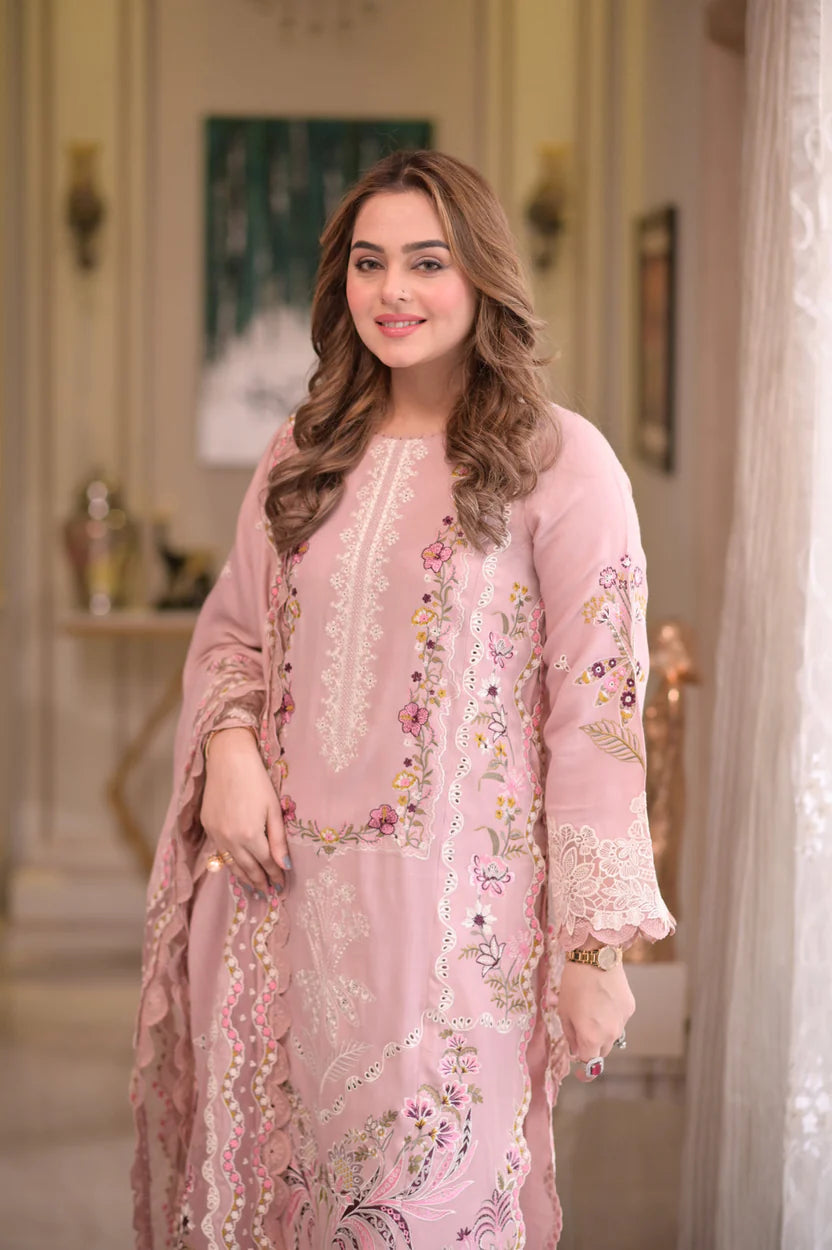 ANEELA’S - Unstitched Luxury Lawn Heavy Embroidered 3PC Suit - VL1326