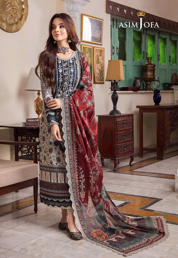 Asim Jofa - Winter 3PC Karandi Digital Print Dress - VL1254