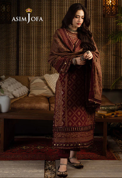 Asim Jofa, unstitched 3 piece Lawn sequence embroidered suit - VL1257
