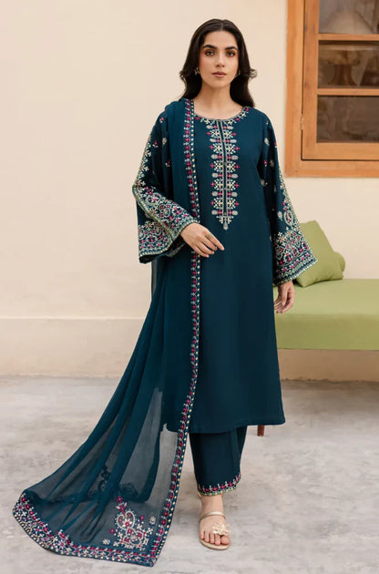 3PC Lawn Embroidered Suit with chiffon embroidered dupatta VL918