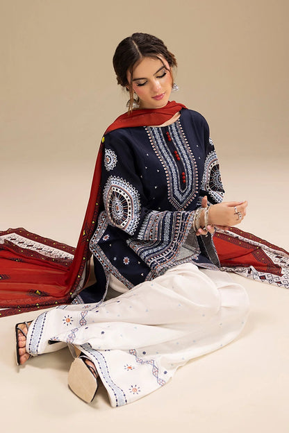 JAZMIN - UNSTITCHED 3PC DHANAK EMBROIDERED SUIT - VL1229