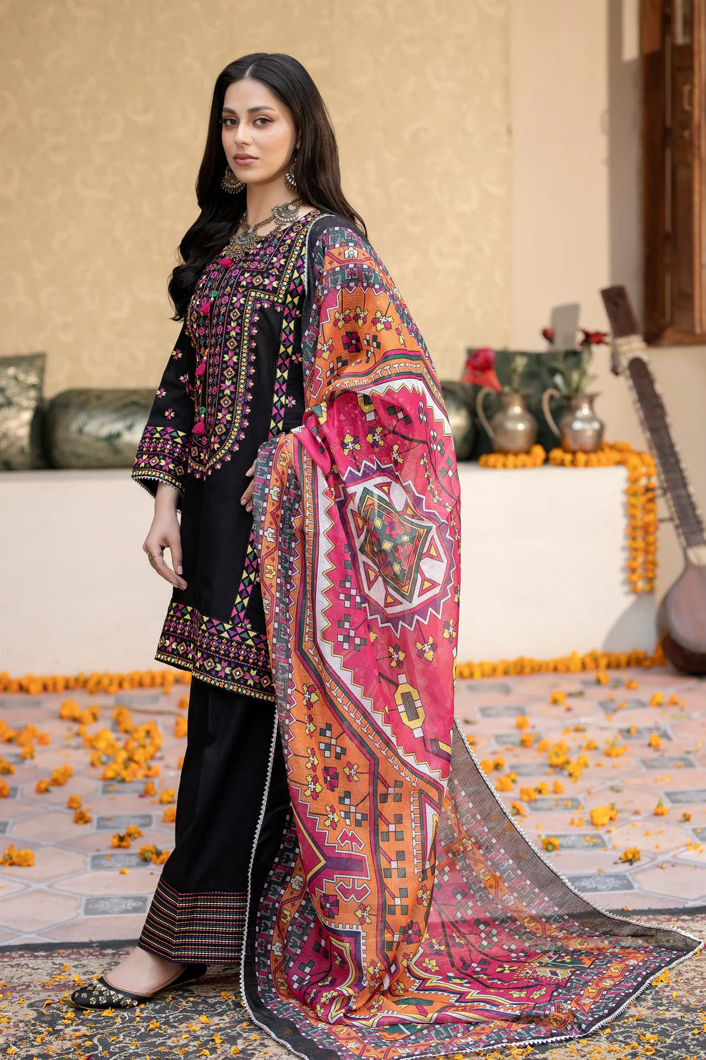 Veezal - Unstitched Luxury Lawn Heavy Embroidered 3PC Suit - VL1343