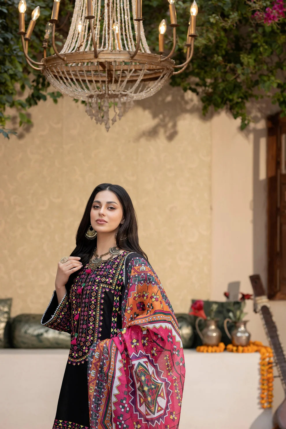 Veezal - Unstitched Luxury Lawn Heavy Embroidered 3PC Suit - VL1343