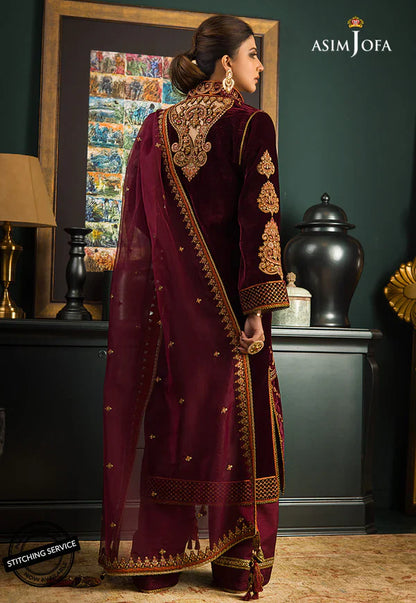 Asim jofa Embroidered Velvet 3piece suit - VL977