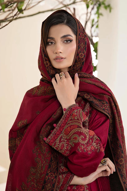 VL658/2 3PC Khaddar Embroidered Suit with Print Wool Shawl
