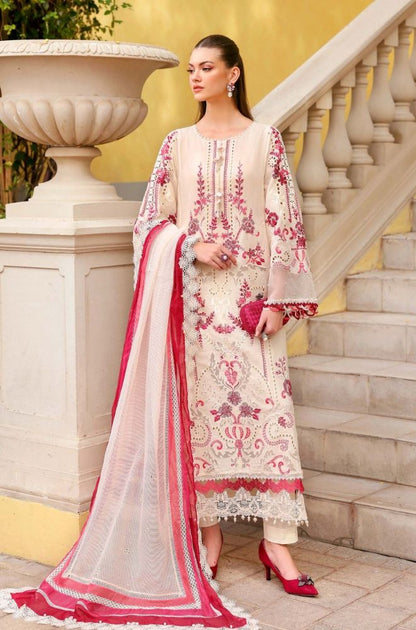 Veezal - Summer 3PC Lawn Chikankari Embroidered Suit - Vl1353