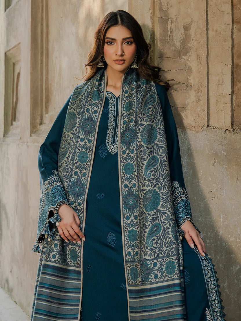 IZEL LUXURY UNSTITCHED WINTER DHANAK EMBROIDERED 3PC - VL1222