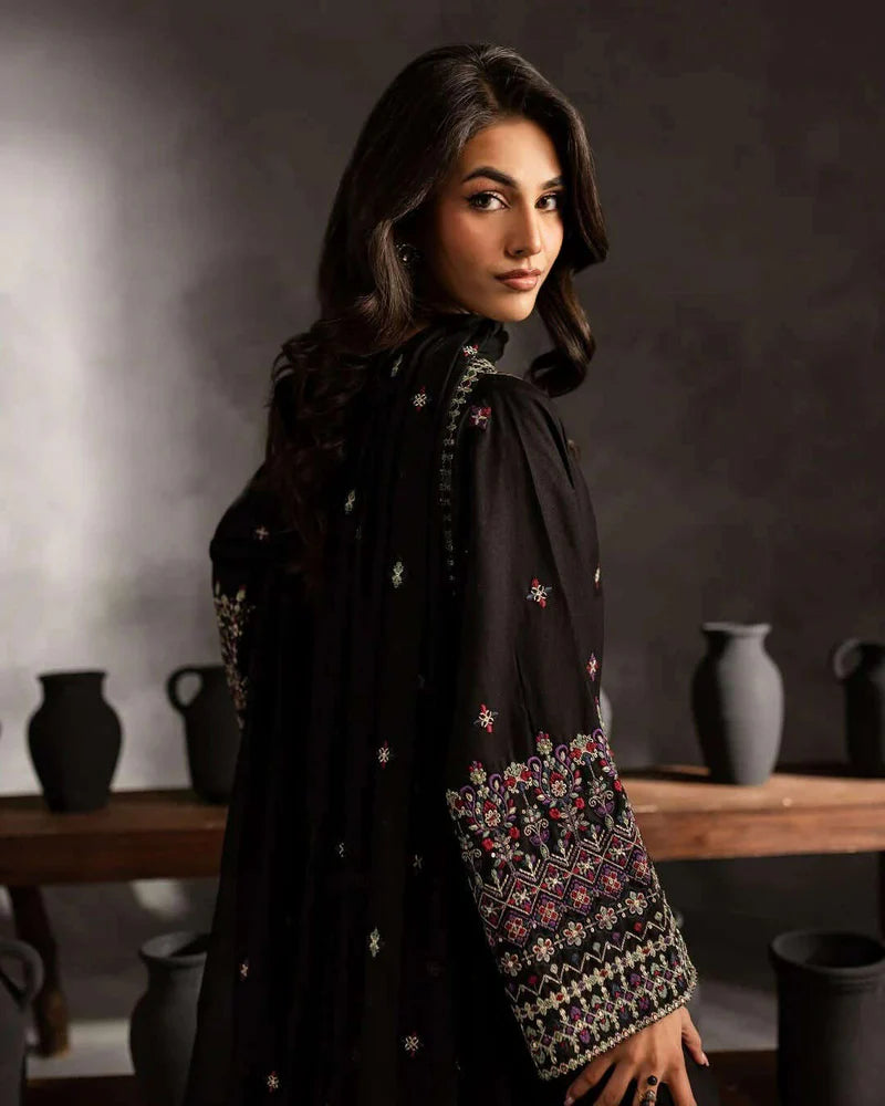 Batik- 3PC DHANAK EMBROIDERED SHIRT WITH DHANAK EMBROIDERED SHAWL - VL1230