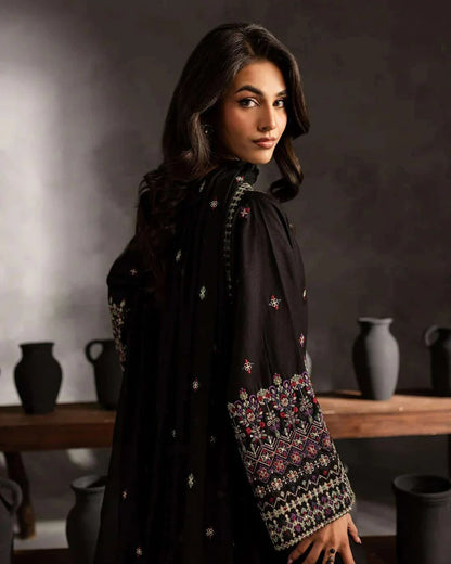 Batik- 3PC DHANAK EMBROIDERED SHIRT WITH DHANAK EMBROIDERED SHAWL - VL1230
