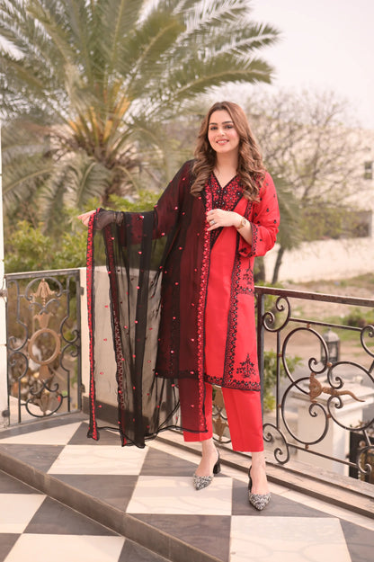 Aneela's - Unstitched Luxury Lawn Sequence Embroidered 3PC Suit - VL1408