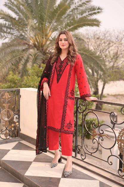 Aneela's - Unstitched Luxury Lawn Sequence Embroidered 3PC Suit - VL1408