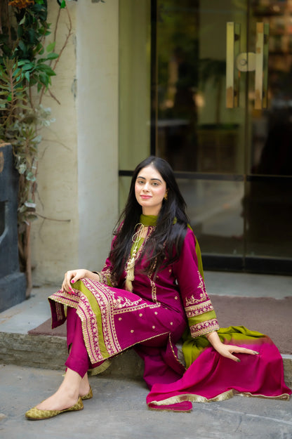 MEENA 3-PC Front fully lawn Emb with bamber chiffon dubbta Embroidered VL757
