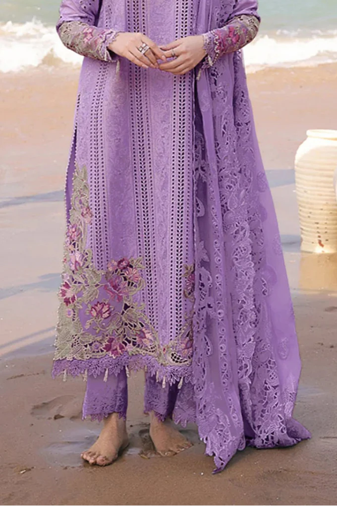 Qalamkar - 3PC Lawn Chikenkari Embroidered Shirt - VL1034