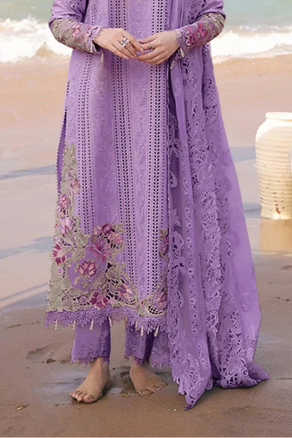 Qalamkar - 3PC Lawn Chikenkari Embroidered Shirt - VL1034