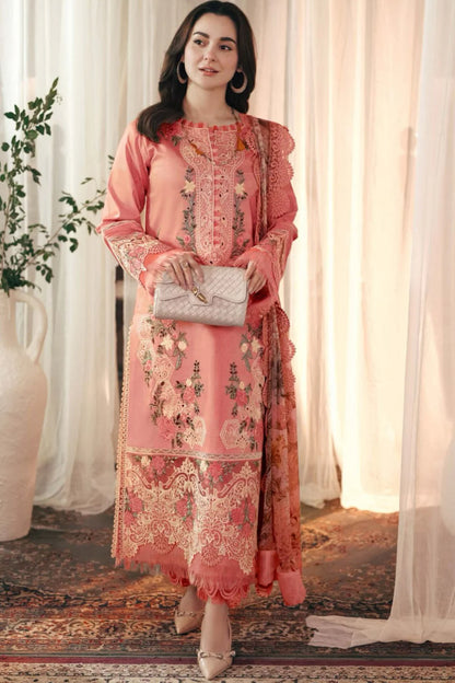 Zara Shahjahan - 3-PC Dhanak ChickenKari EMBROIDERED SUIT - VL1028