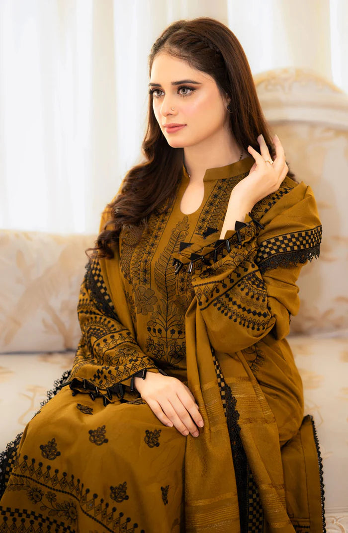 Baroque - 3PC Dhanak Embroidered Suit - VL1021