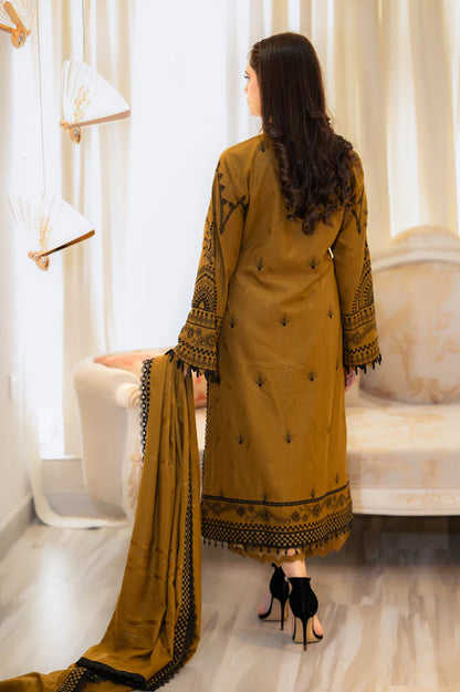 Baroque - 3PC Dhanak Embroidered Suit - VL1021