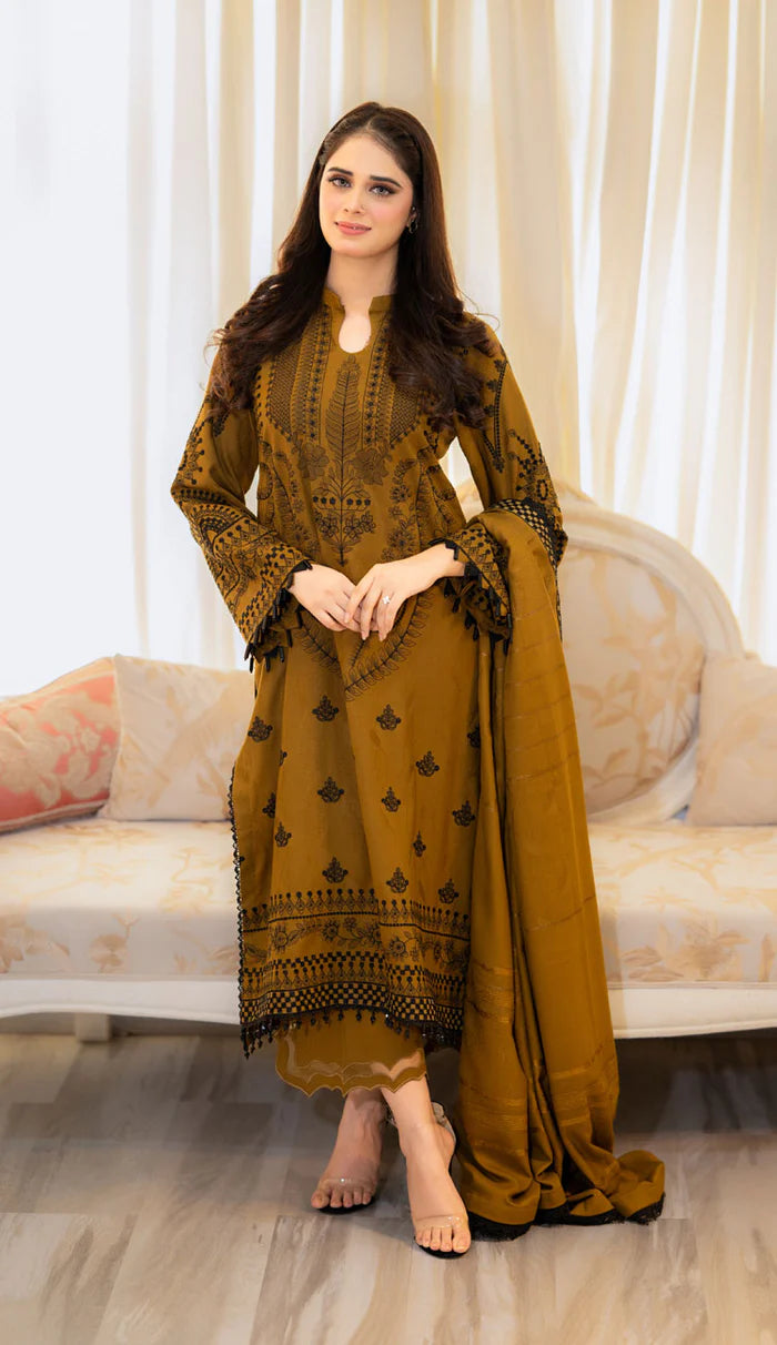 Baroque - 3PC Dhanak Embroidered Suit - VL1021