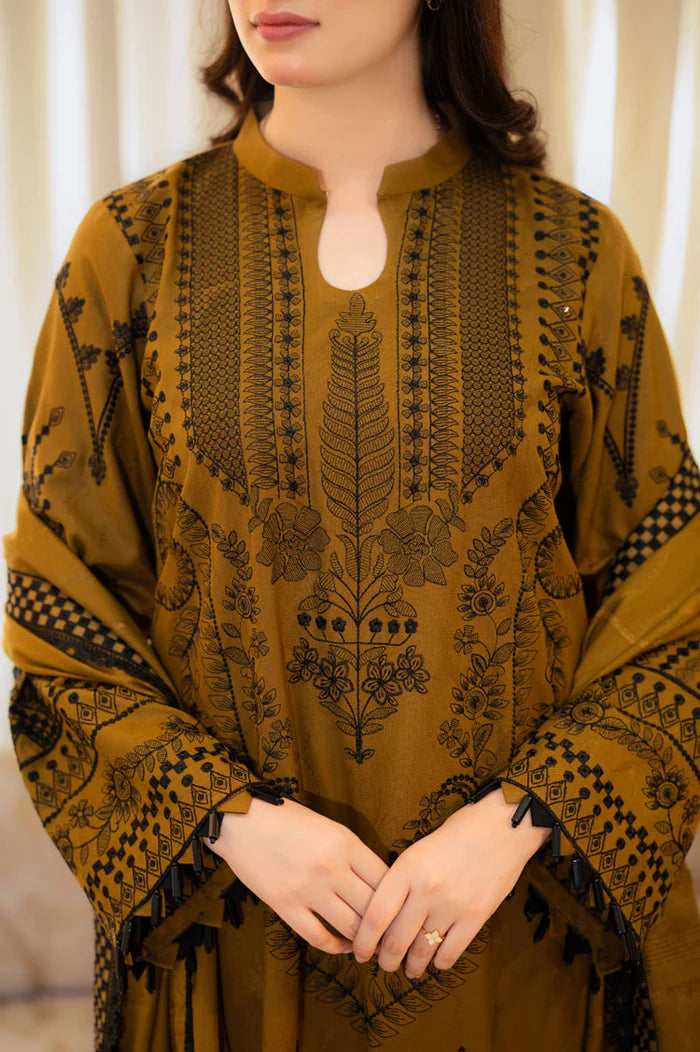 Baroque - 3PC Dhanak Embroidered Suit - VL1021