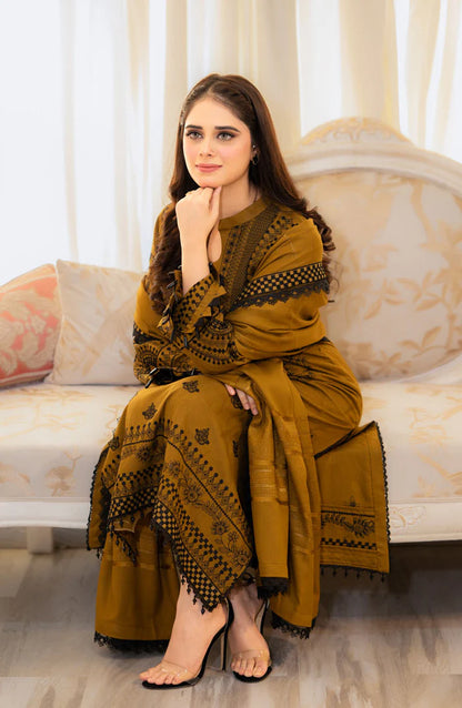 Baroque - 3PC Dhanak Embroidered Suit - VL1021