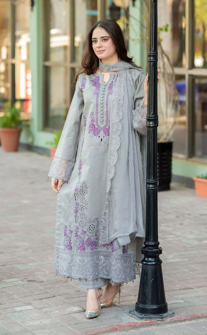 3PC Dhanak ChickenKari Embroidered Suit - VL1022
