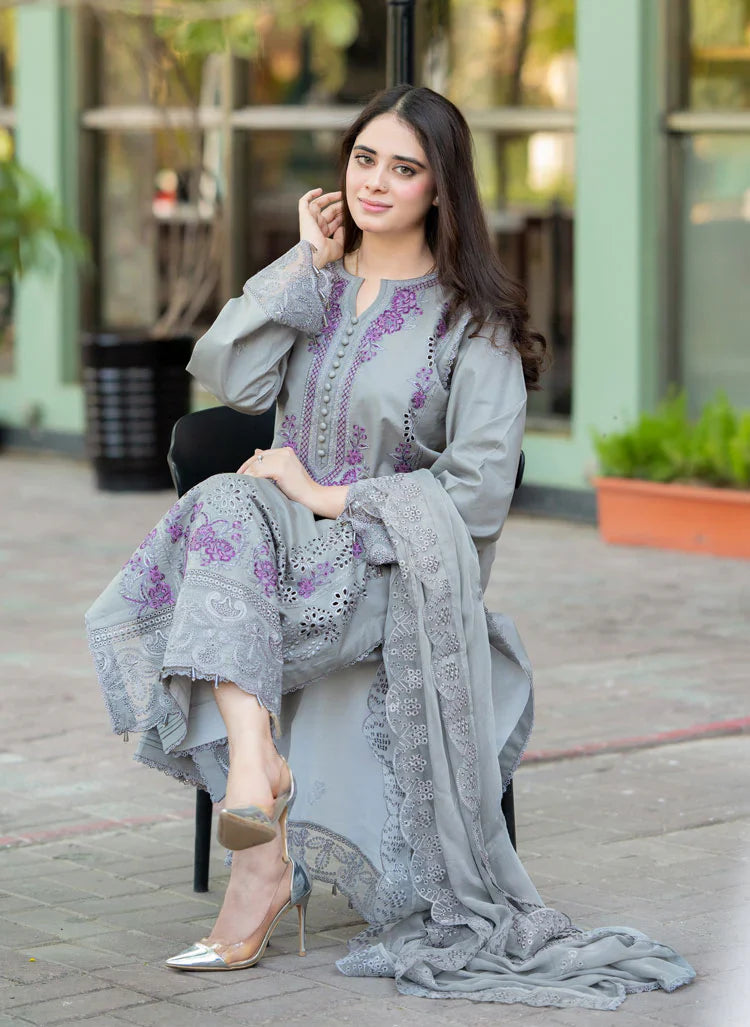 3PC Dhanak ChickenKari Embroidered Suit - VL1022