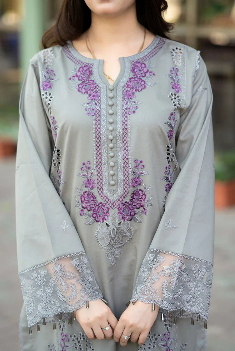 3PC Dhanak ChickenKari Embroidered Suit - VL1022