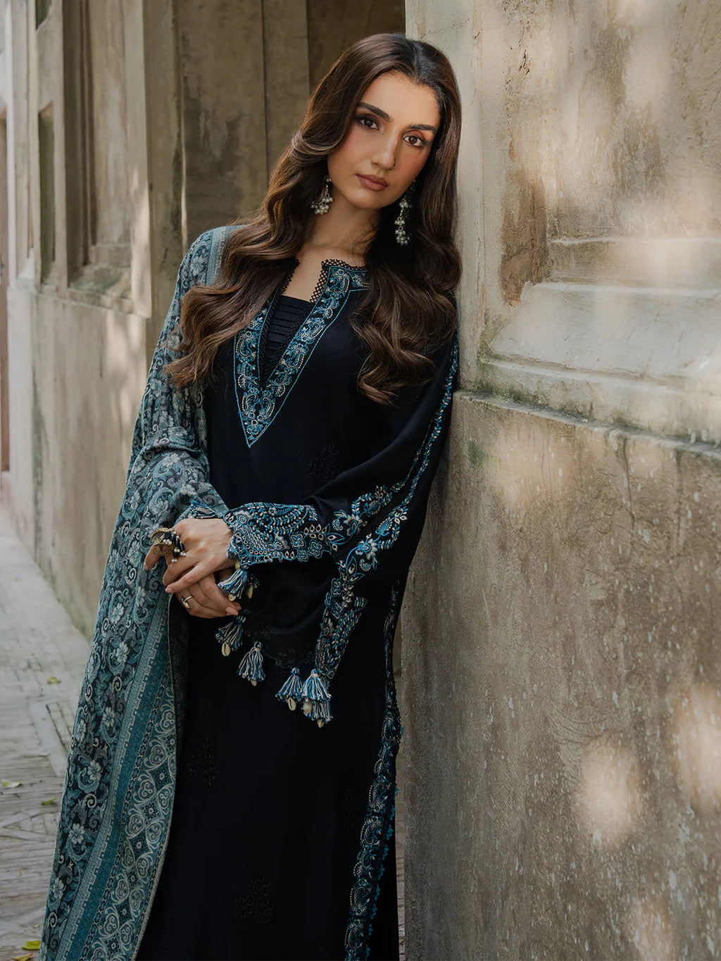 IZEL LUXURY UNSTITCHED WINTER DHANAK EMBROIDERED 3PC - VL1222/2