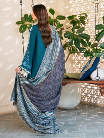 izel - Winter 3PC Dhanak Embroidered Suit - VL1226