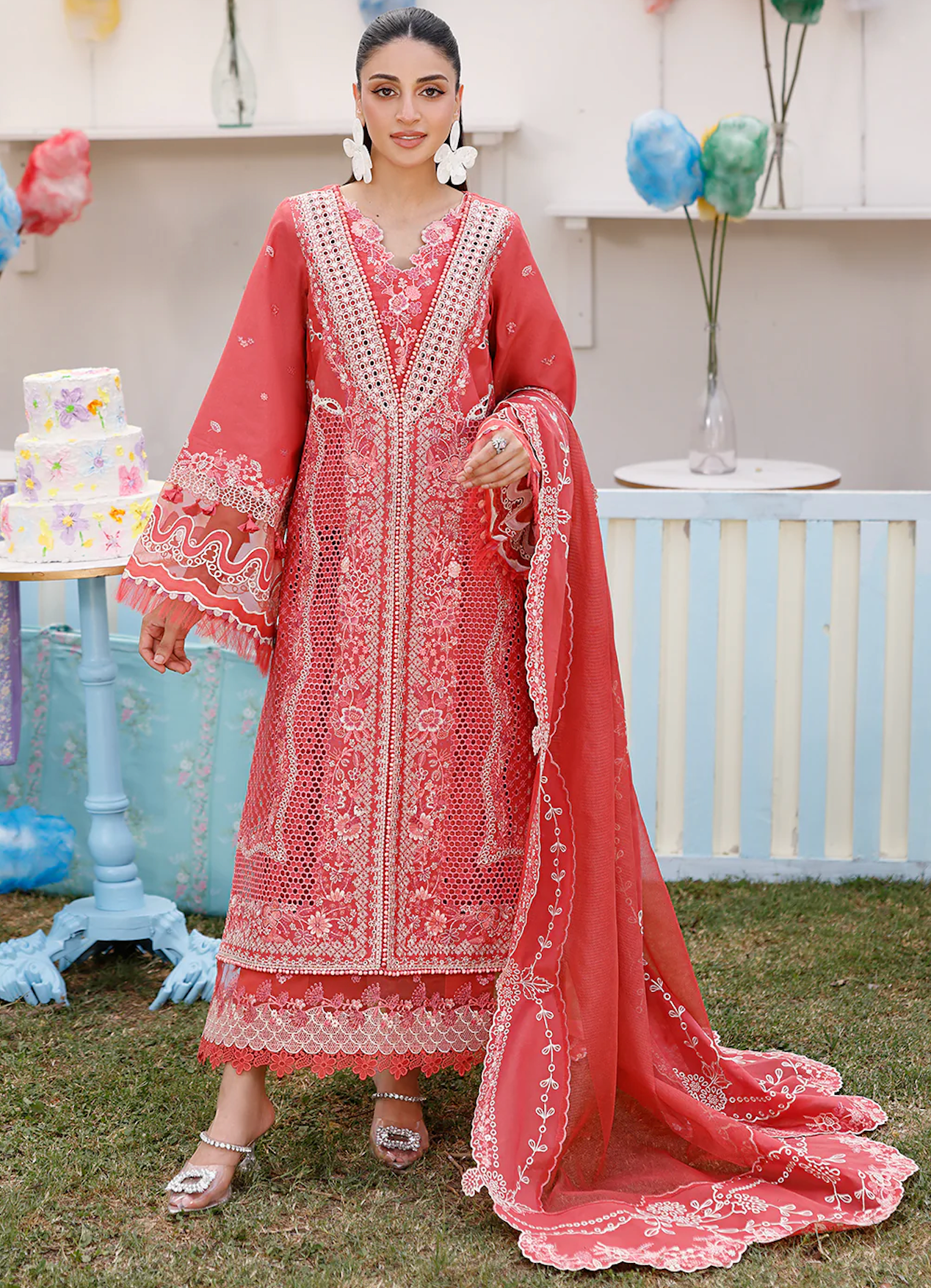 Chikenkari Qalamkar Embroidered 3 PC Lawn - VL1417