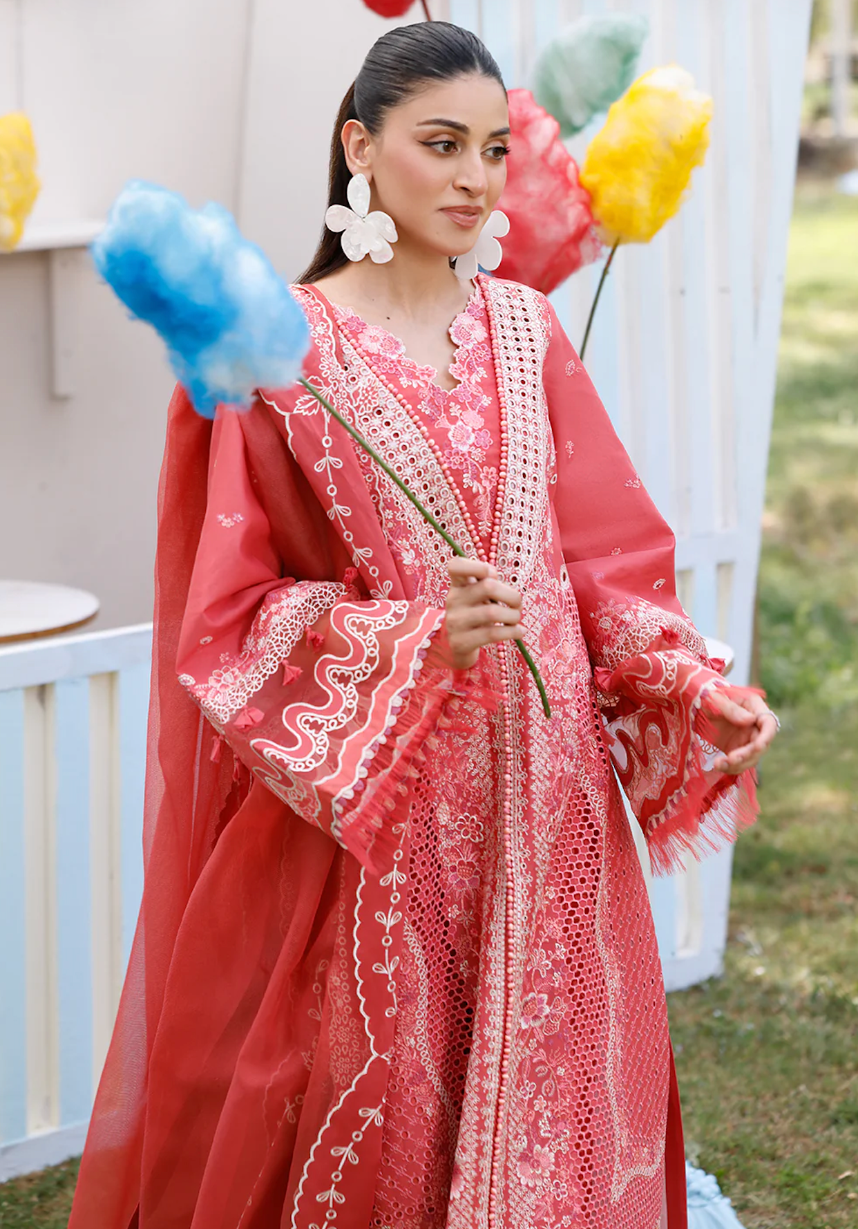 Chikenkari Qalamkar Embroidered 3 PC Lawn - VL1417