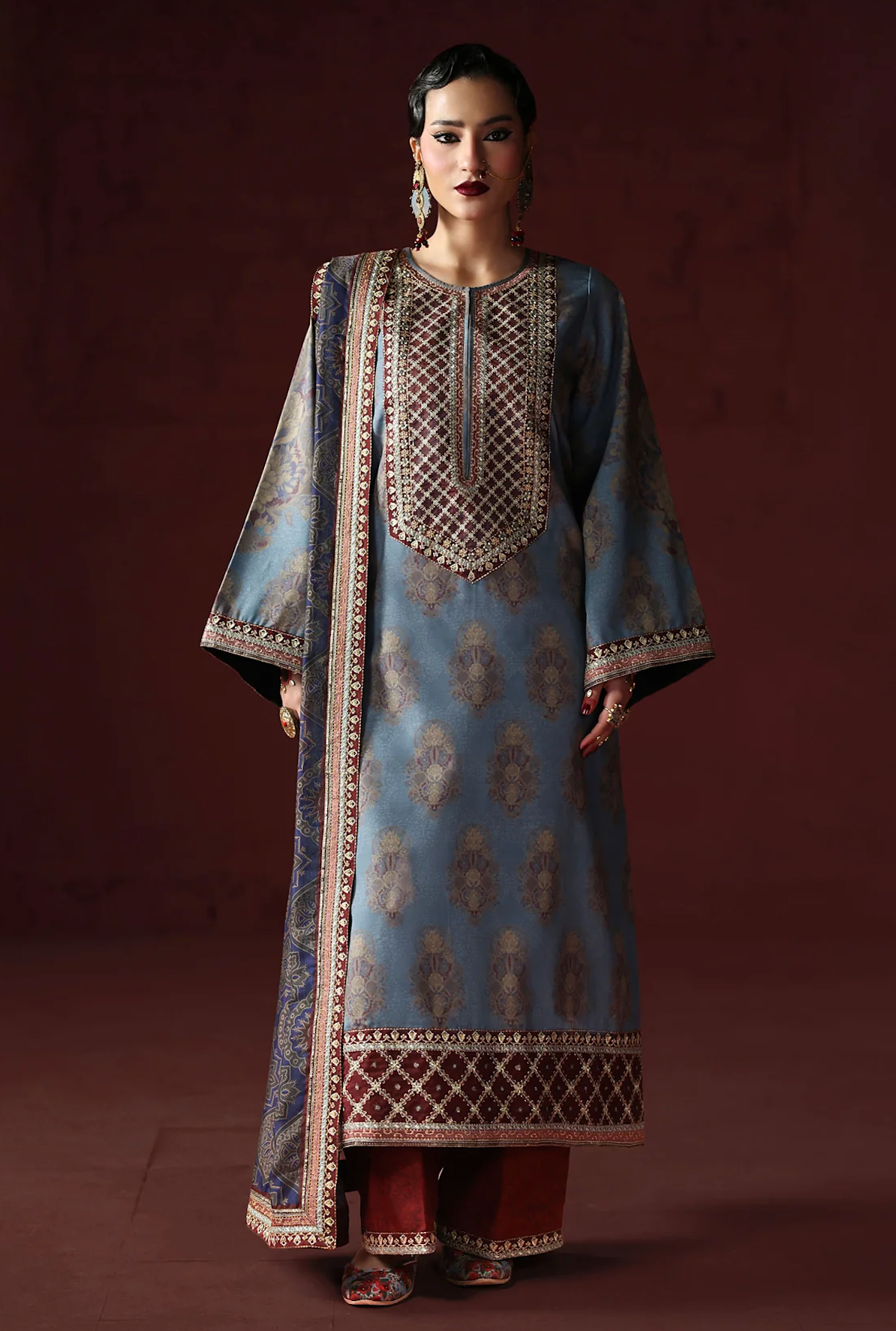 AsimJofa - Unstitched Luxury Lawn Heavy Embroidered 3PC Suit - VL1436