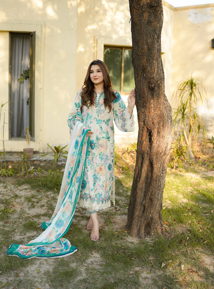 Aneela -Summer 3PC Lawn Digital Printed + embroidered Suit - VL1439